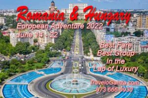 Promotional image for Romania & Hungary European Adventure 2022 travel tour.