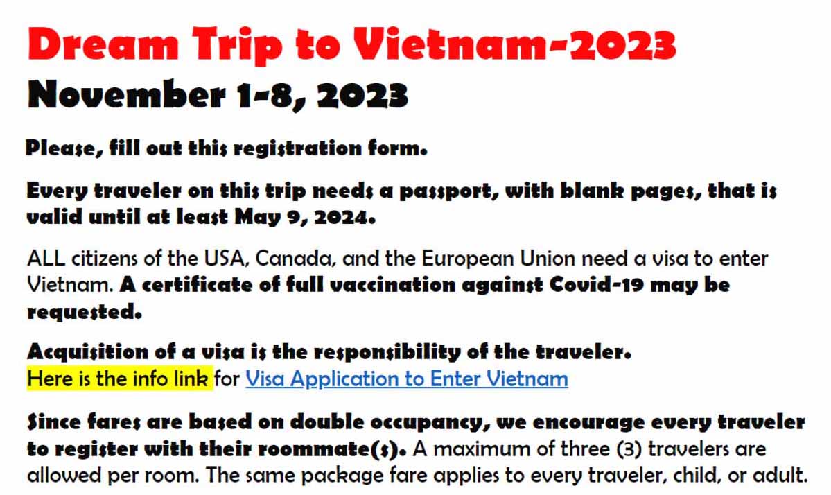 Vietnam 2023 Registration Travel O Ganza