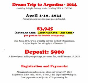 Dream Trip To Argentina - 2024 - Info 3-10