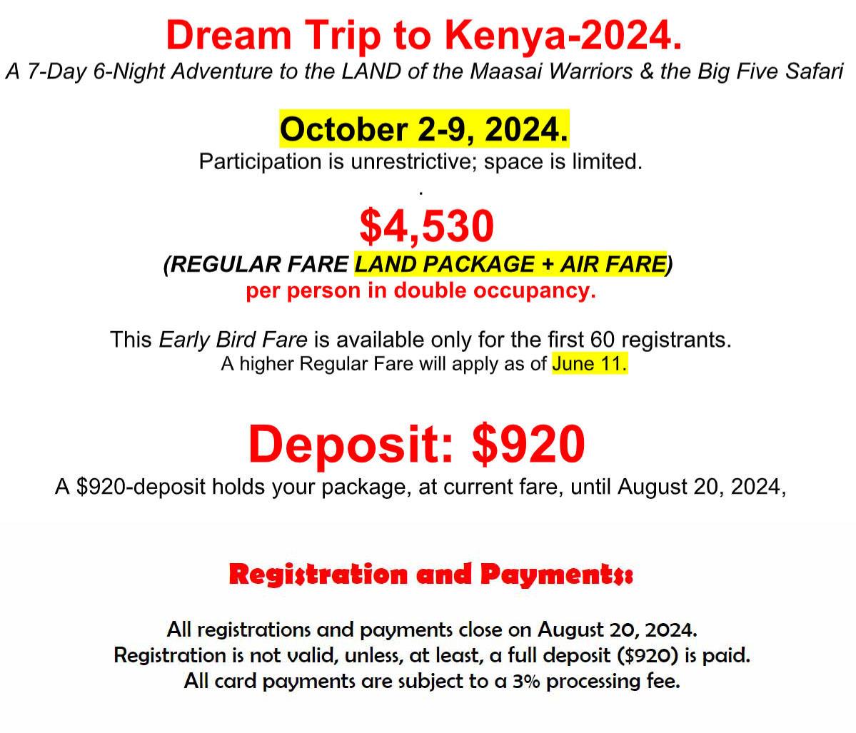 Dream Trip To Argentina - 2024 - Info 01