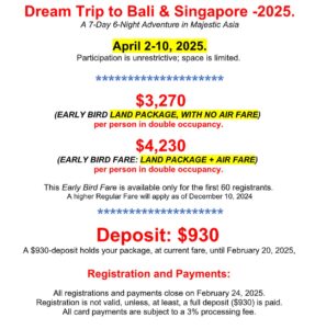 Dream Trip To Bali Singapore - 2025 - Info 1