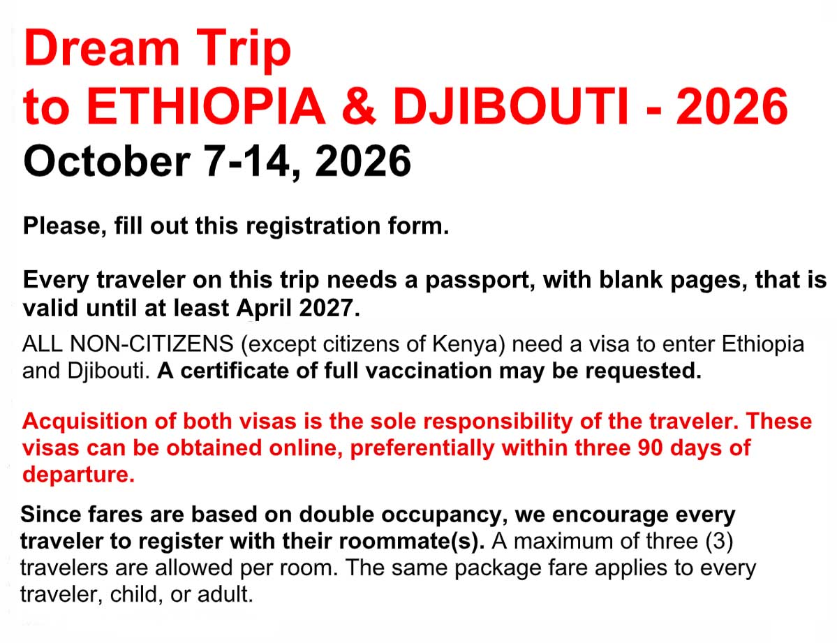 Dream Trip To Ethiopia and Djibouti - 2026 - Registration 1